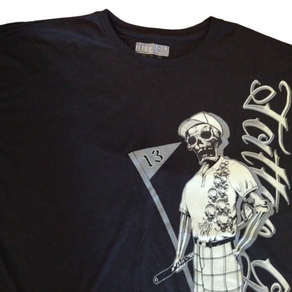 Tattoo Golf Black T026- LB Bones Printed Short Sleeve Crew T-Shirt 2XL - Picture 3 of 6